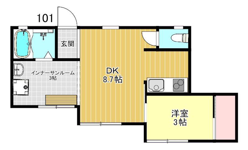プロスパー西大宮(1DK/1階)の間取り写真