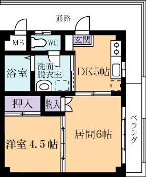 INO レジデンス(2DK/3階)の間取り写真