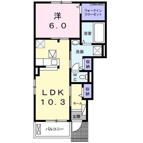 コンフォールH(1LDK/1階)の間取り写真