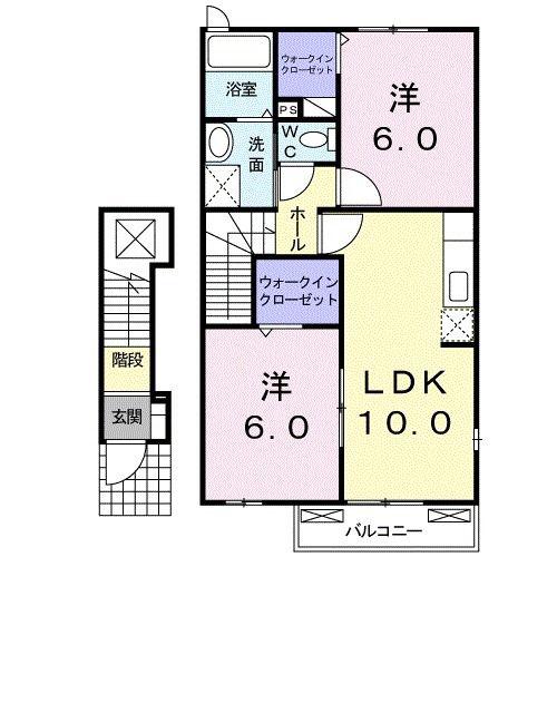 リヴィエールVB(2LDK/2階)の間取り写真