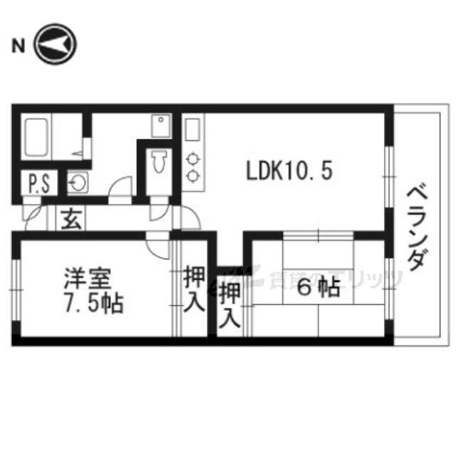 イーストコート沢良宜(2LDK/1階)の間取り写真