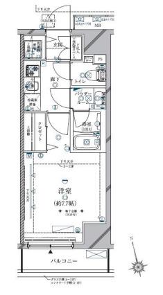 クレイシア三軒茶屋(1K/7階)の間取り写真