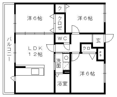 アヴェールガーデン(3LDK/2階)の間取り写真
