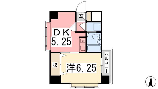 ベルトピア手柄II(1DK/2階)の間取り写真