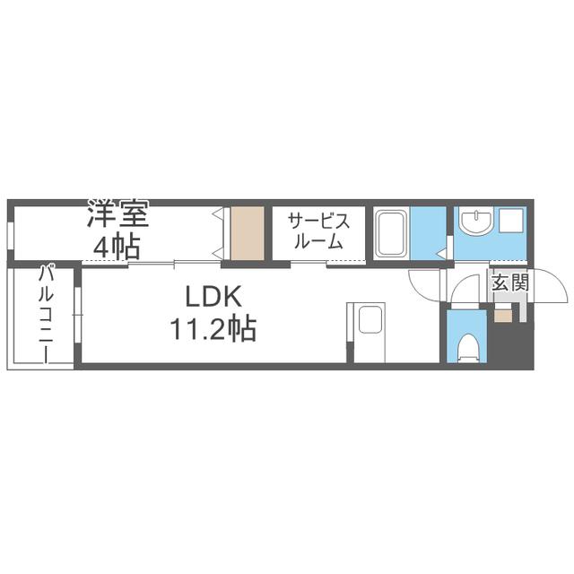 CUBE SUCRE内橋(1SLDK/3階)の間取り写真