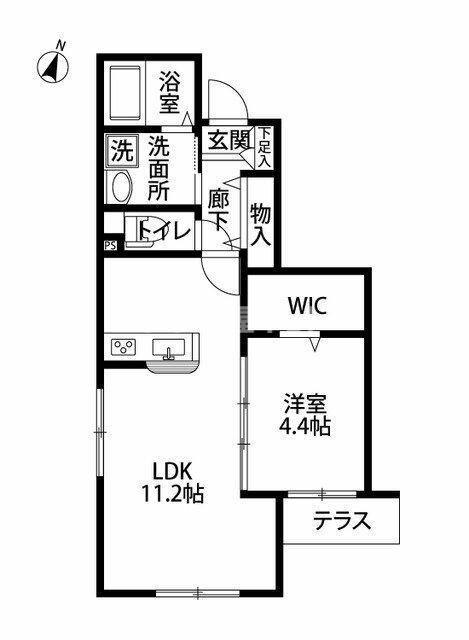 RO KUROSUNADAI(1LDK/1階)の間取り写真