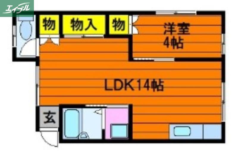 ラフォーレ弐番館(1LDK/2階)の間取り写真