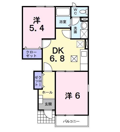エルプリメイロA(2DK/1階)の間取り写真