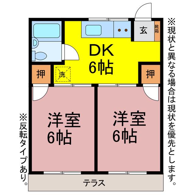アーバンハイツ(2DK/1階)の間取り写真