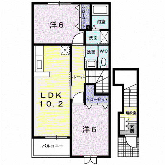 エトワール II(2LDK/2階)の間取り写真