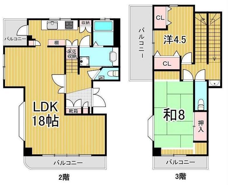 ベルウッド綾瀬(2LDK/2階)の間取り写真