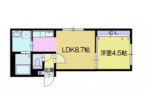 ラ・シュエットαII(1LDK/1階)の間取り写真