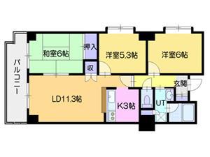 パールシティ栄町(3LDK/5階)の間取り写真