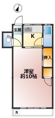 第2丘町ハウス(1K/2階)の間取り写真