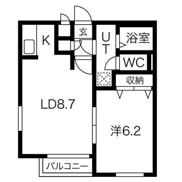 グランメール南平岸(1LDK/5階)の間取り写真