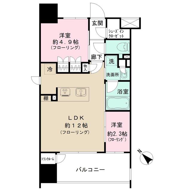 パークリュクス博多駅前(2LDK/6階)の間取り写真