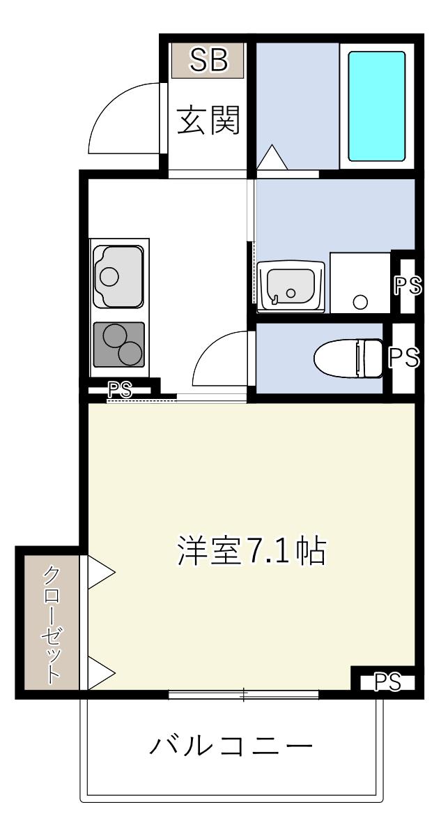INOVE友井I(1K/3階)の間取り写真