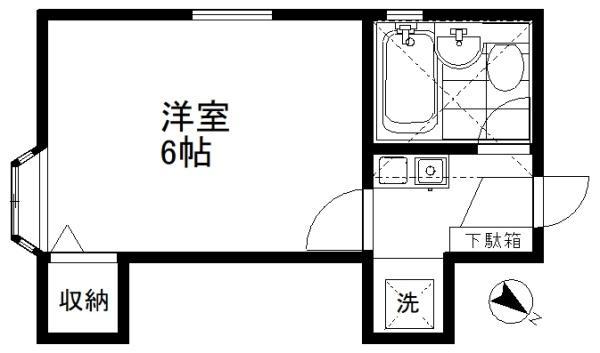 サンパーク柏座(1K/2階)の間取り写真