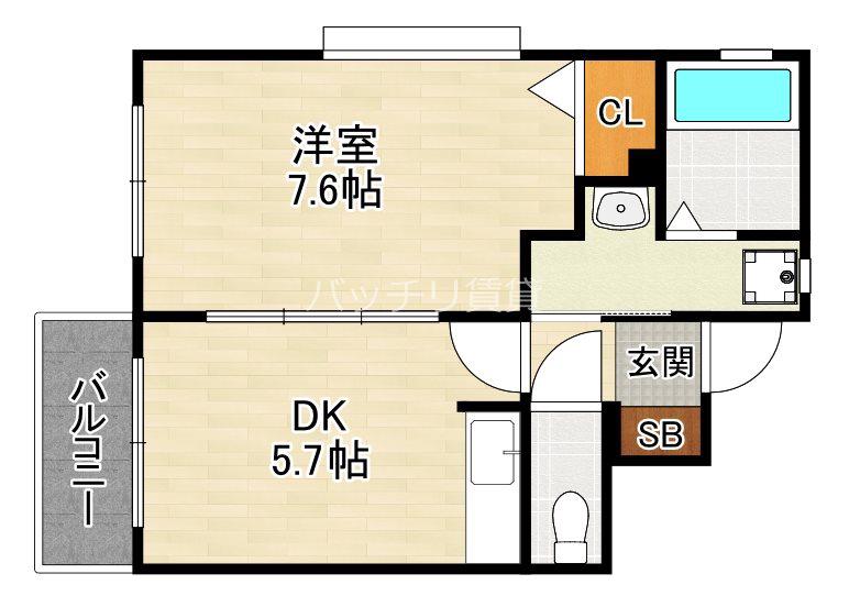 E&K筥松(1DK/3階)の間取り写真