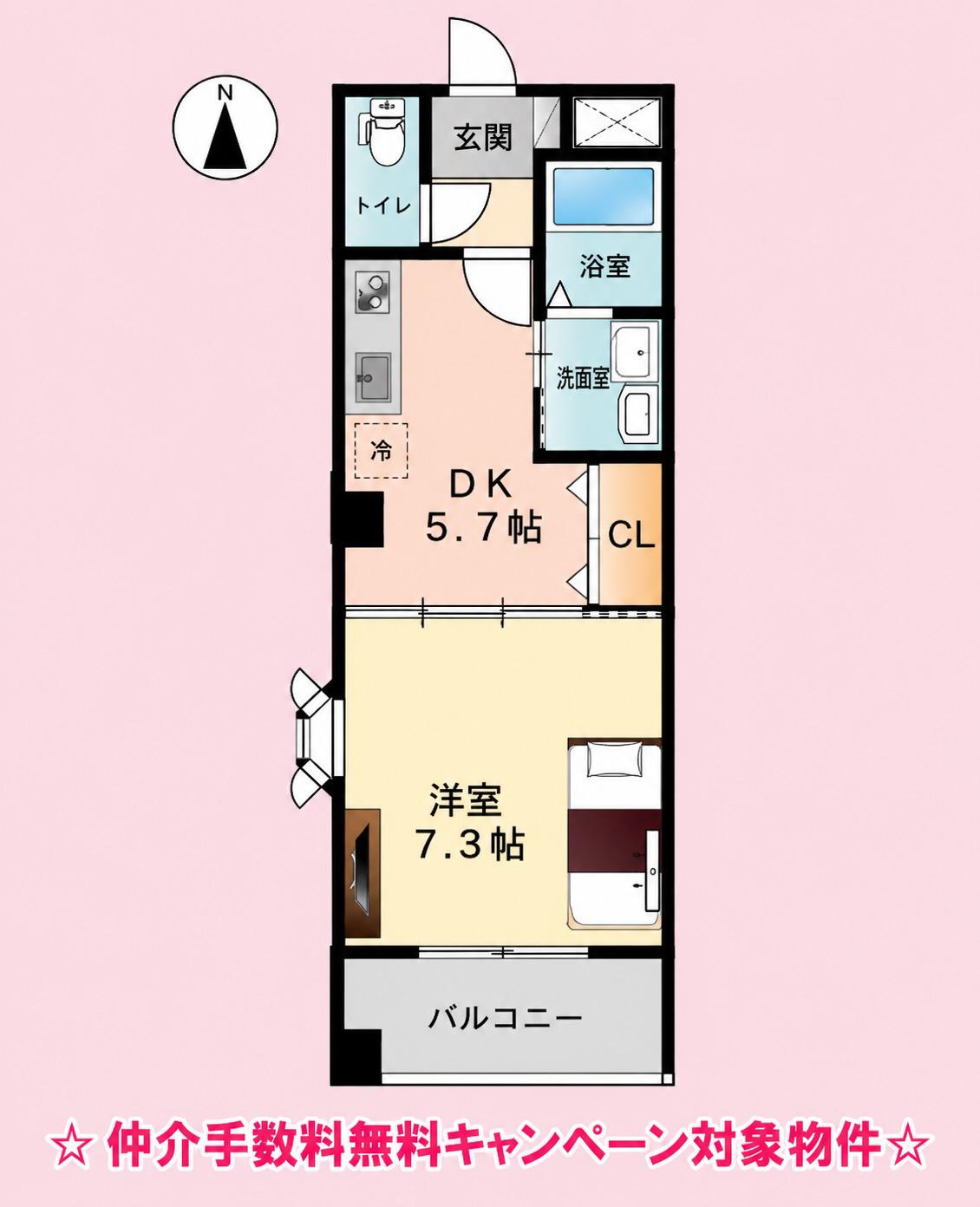 リバパレス鶴舞(1DK/10階)の間取り写真