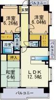 ボヌールふぢ(3LDK/3階)の間取り写真
