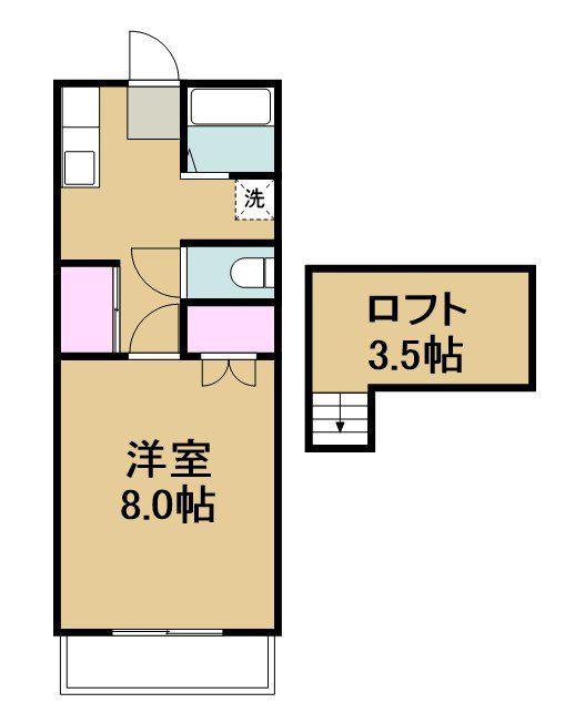 カレンハウス(1K/2階)の間取り写真