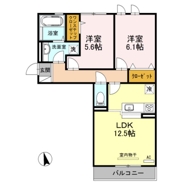 ルシエル メイキラ(2LDK/1階)の間取り写真