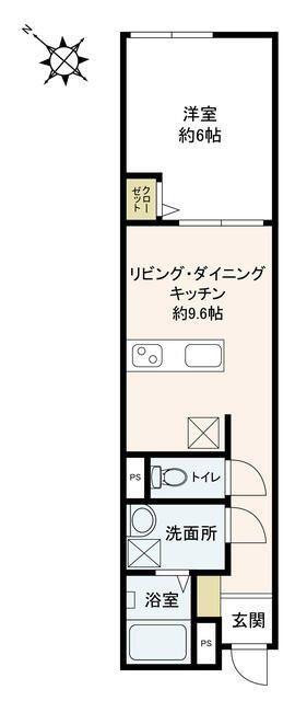 ポルトス千葉(1LDK/2階)の間取り写真