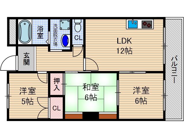 サングリーン春日丘(3LDK/2階)の間取り写真