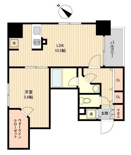 ラクラス月島(1LDK/9階)の間取り写真
