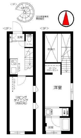 リヴェンデル恵比寿(1LDK/2階)の間取り写真