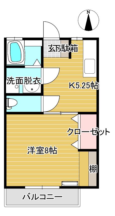 サンハイツ川西K棟(1K/2階)の間取り写真