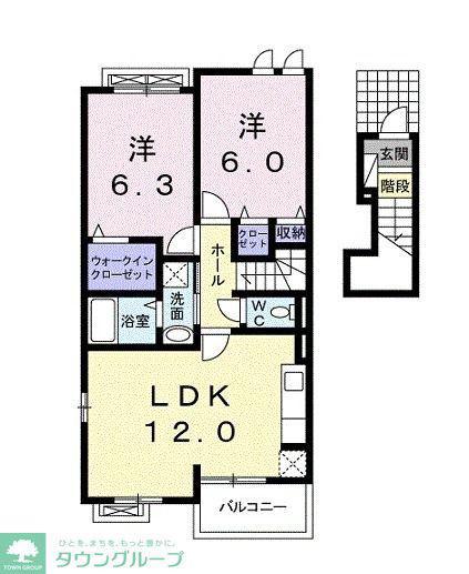 セント-レア(2LDK/2階)の間取り写真