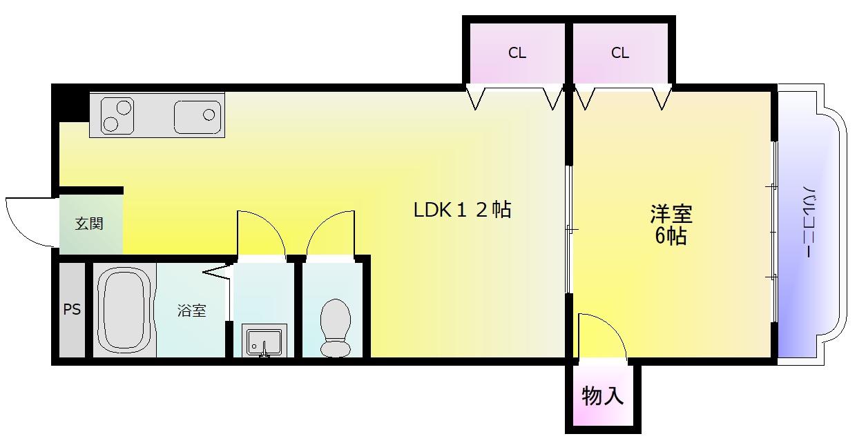 畑中マンション(1LDK/3階)の間取り写真