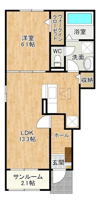 ソレイユ元町IV(1LDK/1階)の間取り写真