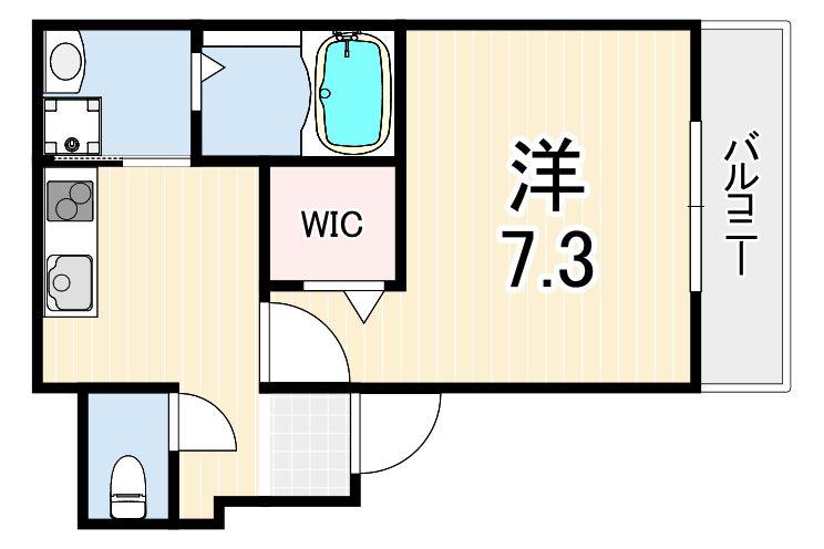 フジパレス西宮鳴尾6番館(1K/2階)の間取り写真