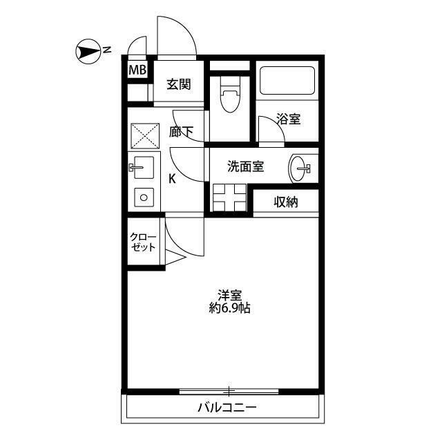 アムールKURITA(1K/2階)の間取り写真