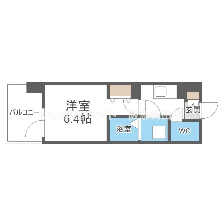 アーバンパーク御幣島(1K/11階)の間取り写真