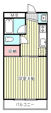 クレールボア(1K/2階)の間取り写真