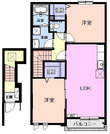 フレイムアクティーボI(2LDK/2階)の間取り写真