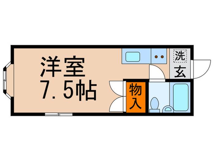 アサヒハイツ2(ワンルーム/2階)の間取り写真