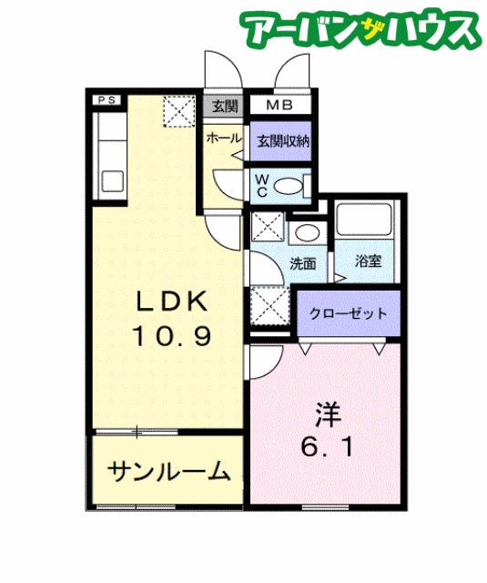 ヴンダーバール(1LDK/1階)の間取り写真