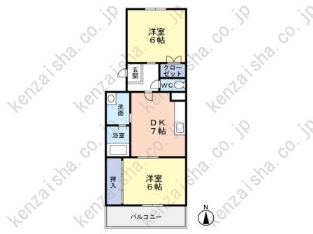 杜栄マンションS棟(2DK/1階)の間取り写真