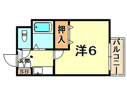 ウエスト・ポーチ(1K/2階)の間取り写真