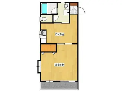 アルファー中島(1DK/1階)の間取り写真