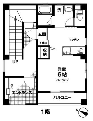エムアールハウス(ワンルーム/1階)の間取り写真