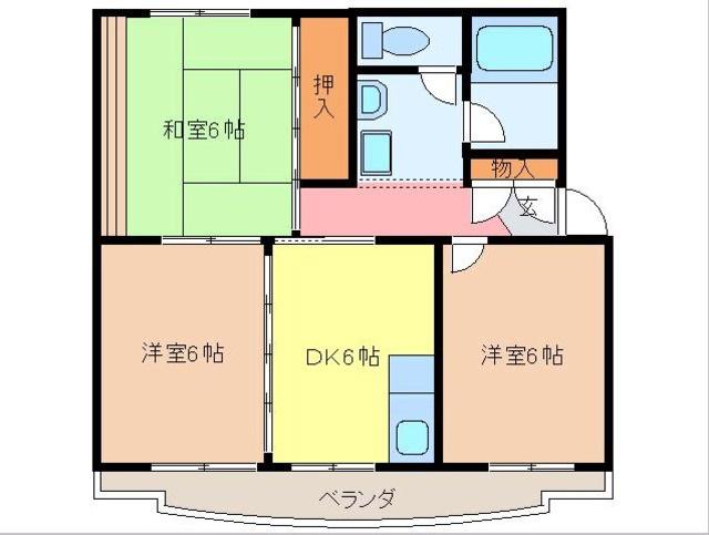 マンションセントラルフジ(3DK/1階)の間取り写真