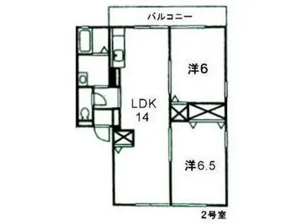 ノースガーデンB棟(2LDK/1階)の間取り写真