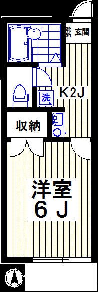 ドミール等々力(1K/1階)の間取り写真