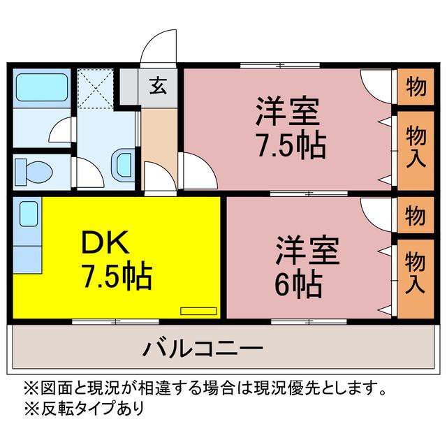 コーポ野口(2DK/2階)の間取り写真